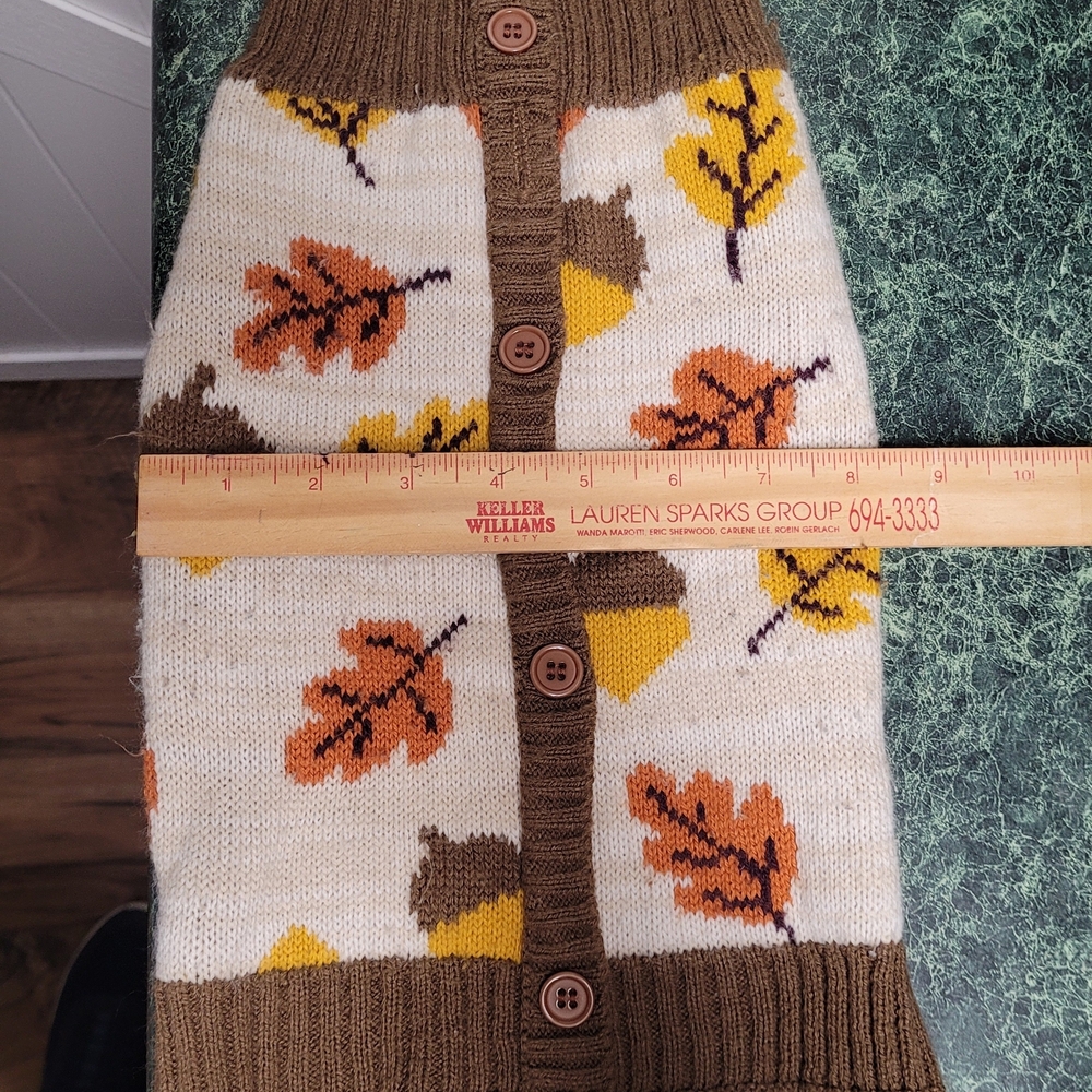 Brown and Cream Acorn Leaf Sweater Vest